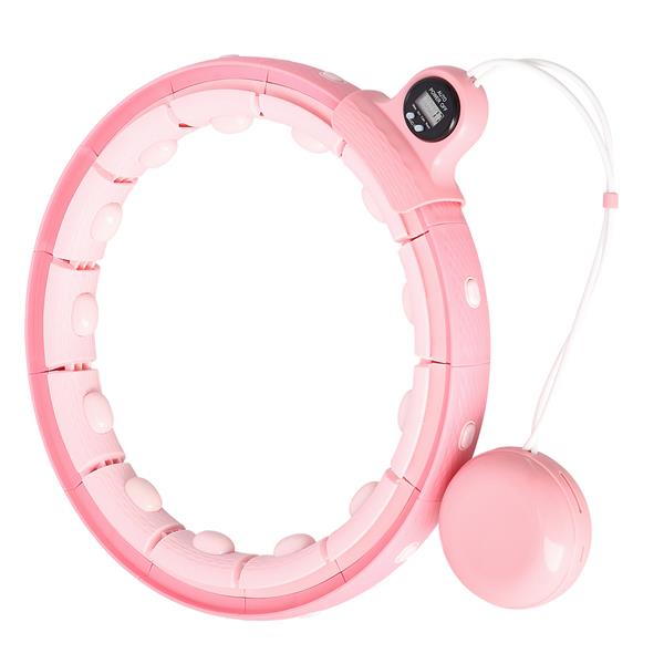 Vingrošanas aplis ar atsvaru FH02 PINK HULA HOOP WITH WEIGHT + COUNTER STOCK
