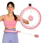 Vingrošanas aplis ar atsvaru FH02 PINK HULA HOOP WITH WEIGHT + COUNTER STOCK