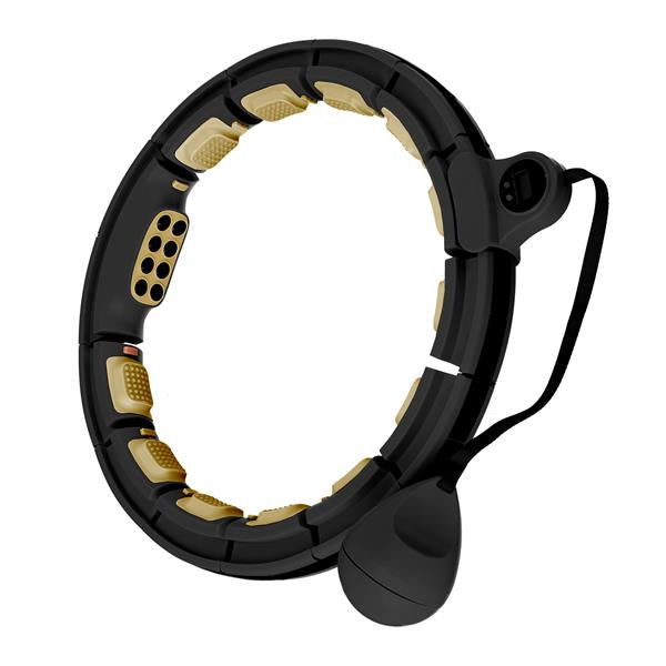 Vingrošanas aplis ar skaitītāju HHM13 NEW HULA HOOP BLACK/GOLD MAGNETIC WITH WEIGHT + COUNTER HMS