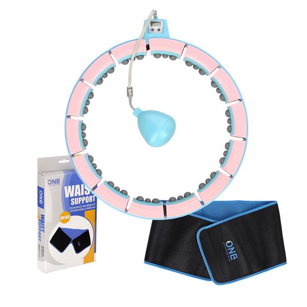 REGULĒJAMS HULA HOP FH06 ZILS/ROZA KOMPLEKTS AR SVARU UN LENTI + JOSTA BR16