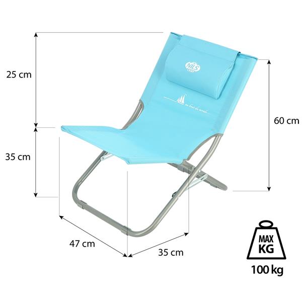 Kempinga krēsls NC3136 BLUE BEACH CHAIR WITH PILLOW NILS CAMP