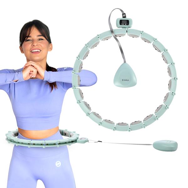 Vingrošanas aplis HHM14 HULA HOOP GREEN MAGNETIC WITH WEIGHT + COUNTER HMS