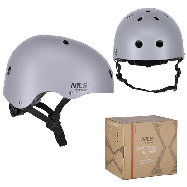 Komplekts MR290+H230 HELMET WITH PROTECTORS SET GRAY SIZE S NILS EXTREME