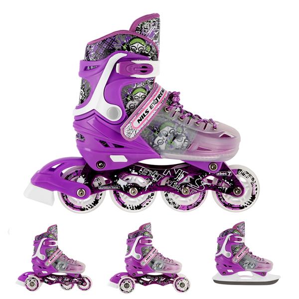 Skrituļslidas / Slidas NH18122 4in1 VIOLET SIZE S(29-33) NILS EXTREME