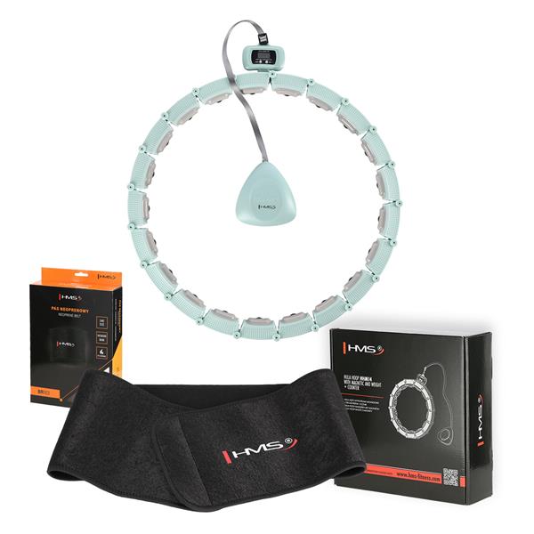 Komplekts HULA HOOP MAGNETIC GREEN HHM14 WITH WEIGHT + COUNTER HMS + WAIST SUPPORT BR163 BLACK