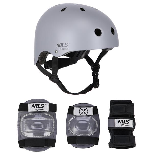 Komplekts MR290+H230 HELMET WITH PROTECTORS SET GRAY SIZE M NILS EXTREME