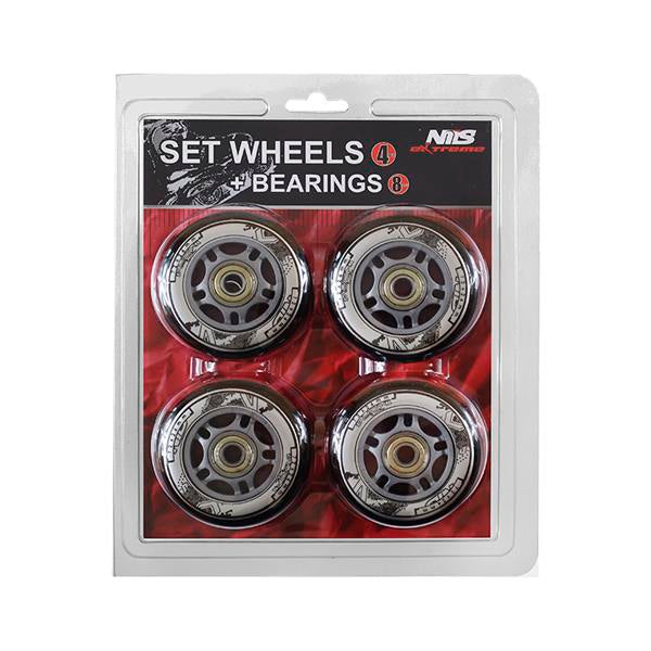 PU 84x24 82A BLACK (4 pcs) + ABEC-9 (8 pcs) SET NILS EXTREME