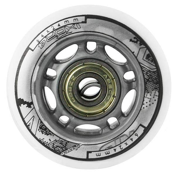 Riteņi un gultņi PU 64x24 82A WHITE (4 gab.) ABEC-7 (8 gab.) SET NILS EXTREME