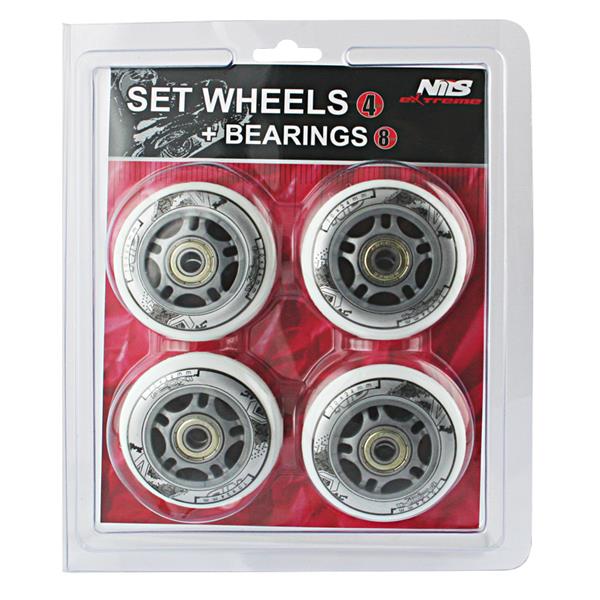 PU 76x24 82A WHITE (4 pcs) + ABEC-7 (8 pcs) SET NILS EXTREME