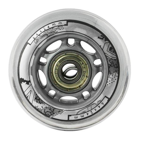 Riteņi un gultņi PU 64x24 82A TRANSPARENT (4 gab.) ABEC-7 (8 gab.) SET NILS EXTREME