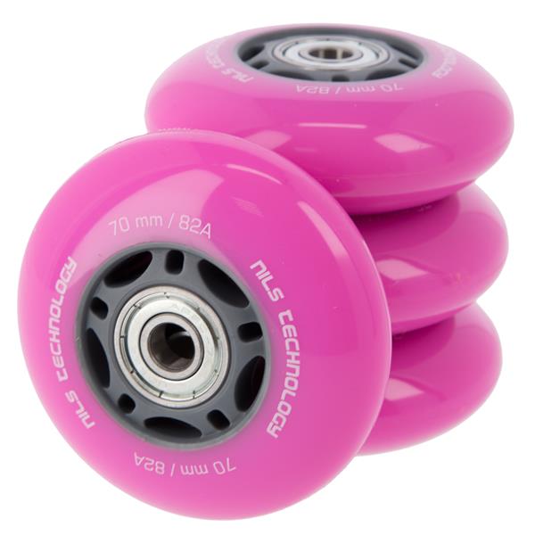 Riteņi un gultņi PU 70x24 82A PINK (4 gab.) ABEC-7 (8 gab.) SET NILS EXTREME