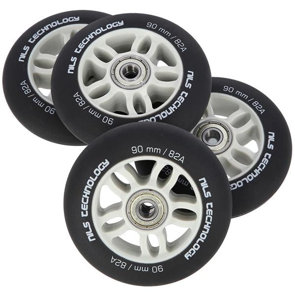 PU 90x24 82A BLACK MAT (4 szt.) + ABEC-9  (8 szt.) SET NILS EXTREME