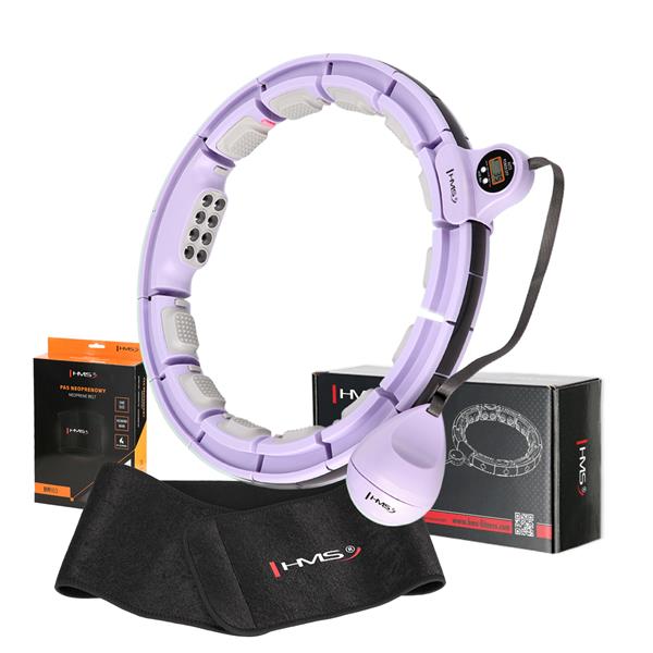 Komplekts HULA HOOP MAGNETIC VIOLET HHM13 WITH WEIGHT + COUNTER HMS + WAIST SUPPORT BR163 BLACK