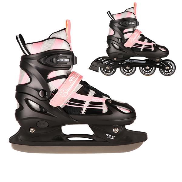 NH18366A 2IN1 PINK-WHITE SIZE S(31-34) Skrituļslidas / Hokeja Slidas