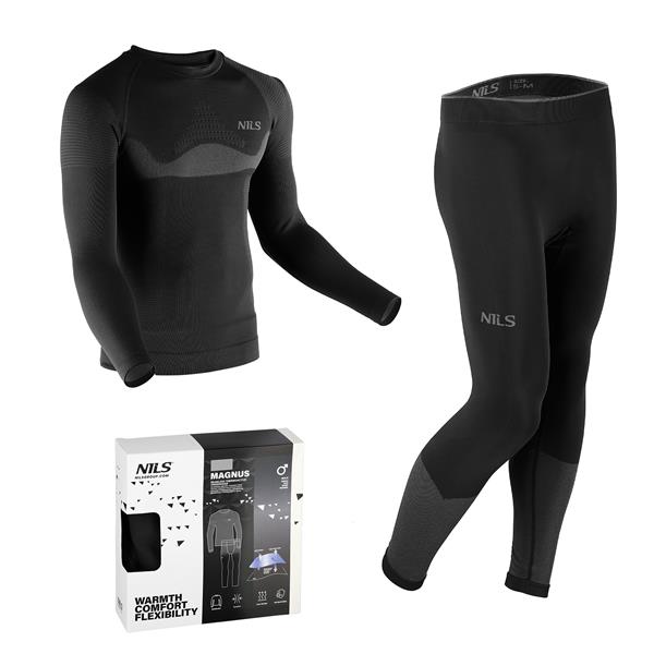 BTZ0464 TERMOAKTĪVĀ APAKŠVEĻA BLACK MEN SET 2XL/3XL MAGNUS NILS