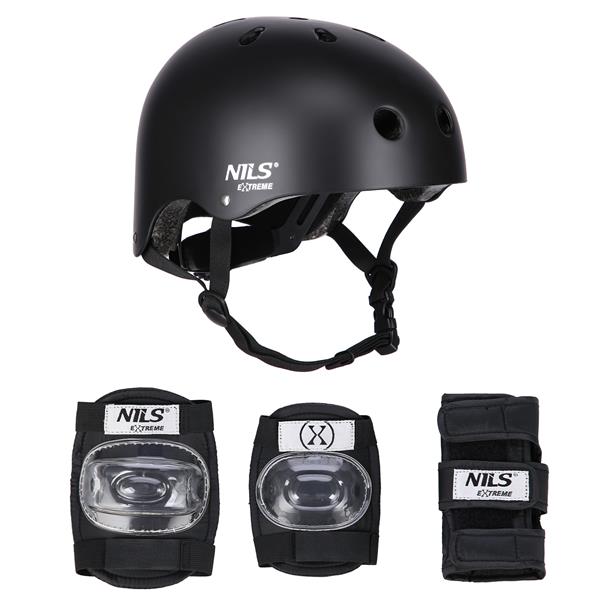 Komplekts MR290+H230 HELMET WITH PROTECTORS SET BLACK SIZE S NILS EXTREME