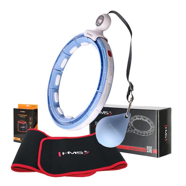 Komplekts HULA HOOP MAGNETIC BLUE HHM15 WITH WEIGHT + COUNTER HMS + WAIST SUPPORT BR163 RED