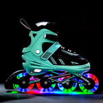Skrituļslidas NA11230A GREEN LED SIZE M(35-38) IN-LINE SKATES NILS EXTREME