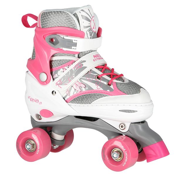 Skrituļslidas NQ1002 PINK-WHITE SIZE  S (31-34) ROLLER SKATES NILS EXTREME