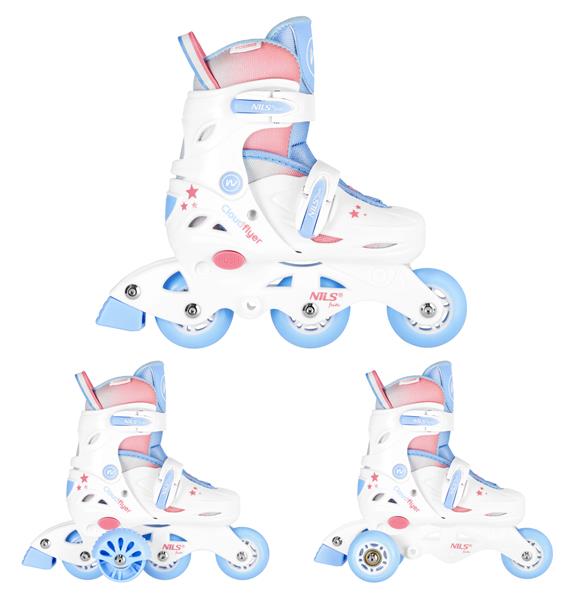 Skrituļslidas NJ1190 3IN1 SET INLINE/QUAD SKATES WHITE SIZE XS (26-29) NILS FUN
