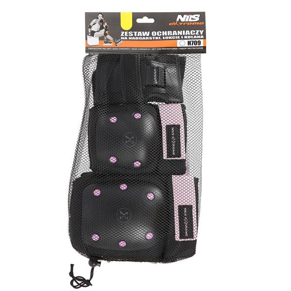 Elkoņu, ceļu un plaukstas sargi H709 SIZE M BLACK-PURPLE PROTECTORS SET NILS EXTREME