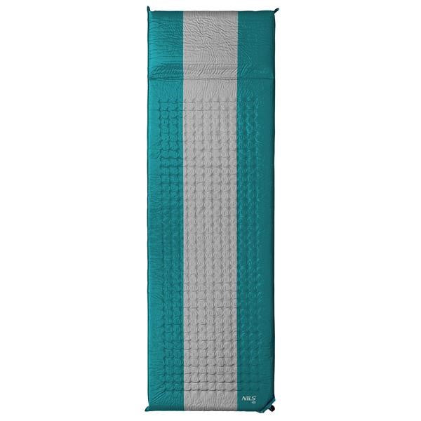 Pašpiepūšamais paklājiņš ar spilvenu NC4340 TURQUOISE-GREY SELF-INFLATING MAT NILS CAMP