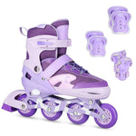 Skrituļslidas NA0189 SET LED IN-LINE SKATES HELMET AND PROTECTORS MOONBEAM VIOLET SIZE. M(35-38) NILS EXTREME