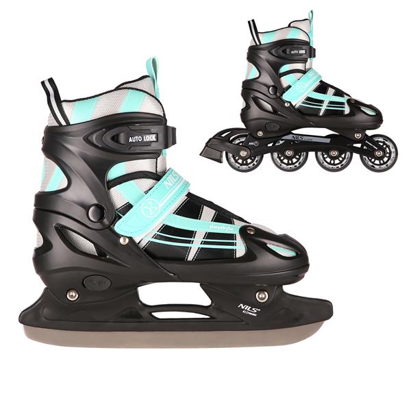 NH18366A 2IN1 BLUE-GREEN SIZE S(31-34) Skrituļslidas / Hokeja Slidas