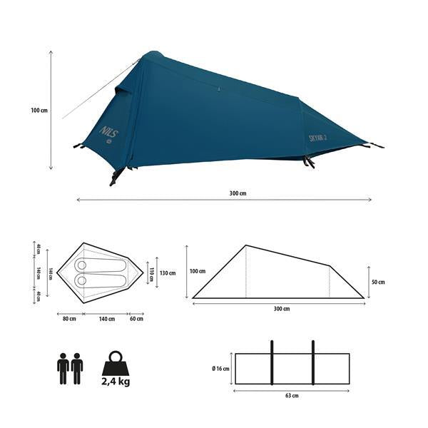 Telts NC2502 TENT ULTRA LIGHT SKYAIR 2 BLUE NILS CAMP