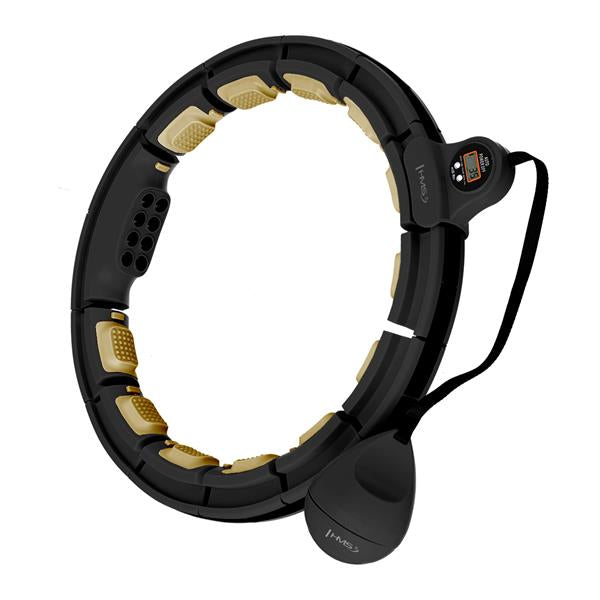 Vingrošanas riņķis HHM13 HULA HOOP BLACK/GOLD MAGNETIC WITH WEIGHT + COUNTER HMS