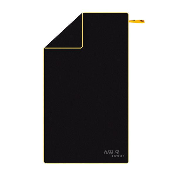 NAR12 BLACK-ORANGE MICROFIBRE TOWEL 180x100 cm NILS AQUA