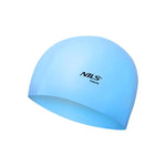 PELDCEPURE NQC SOLID COLOR BL01 LIGHT BLUE SILICONE SWIMMING CAP NILS AQUA