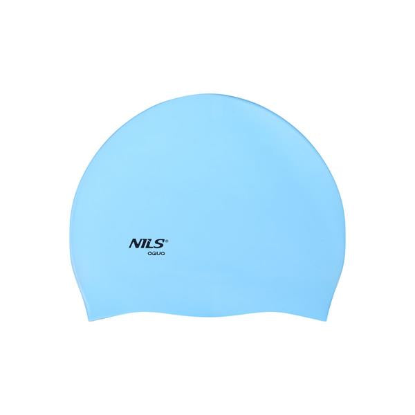 PELDCEPURE NQC SOLID COLOR BL01 LIGHT BLUE SILICONE SWIMMING CAP NILS AQUA