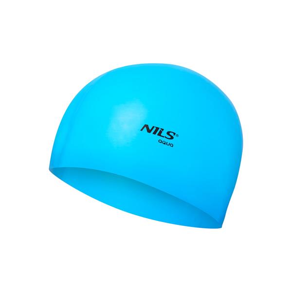 PELDCEPURE NQC SOLID COLOR BL02 BLUE SILICONE SWIMMING CAP NILS AQUA