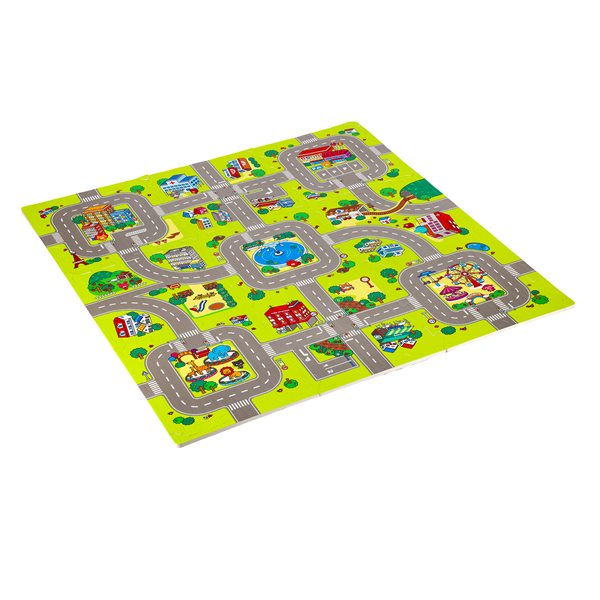 BĒRNU PAKLĀJS MD02 KID'S MAT PUZZLE CARS 9 ELEMENTS 90x90CM NILS FUN
