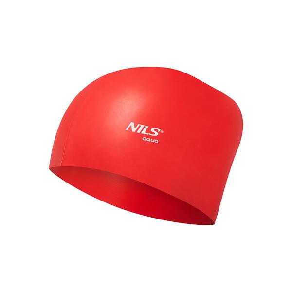 PELDCEPURE NQC SOLID COLOR RED SILICONE SWIMMING CAP FOR LONG HAIR NILS AQUA