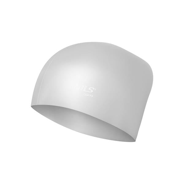 PELDCEPURE NQC SOLID COLOR GRAY SILICONE SWIMMING CAP FOR LONG HAIR NILS AQUA