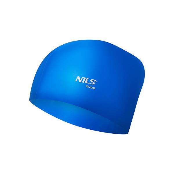 PELDCEPURE NQC SOLID COLOR BLUE SILICONE SWIMMING CAP FOR LONG HAIR NILS AQUA