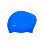 PELDCEPURE NQC SOLID COLOR BLUE SILICONE SWIMMING CAP FOR LONG HAIR NILS AQUA
