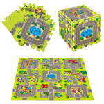 BĒRNU PAKLĀJS MD02 KID'S MAT PUZZLE CARS 9 ELEMENTS 90x90CM NILS FUN