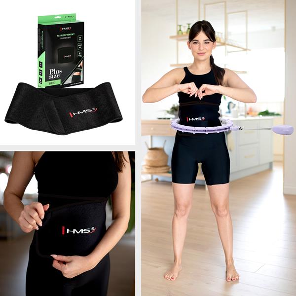 Komplekts HULA HOOP MAGNETIC VIOLET HHM14 WITH WEIGHT + COUNTER HMS + WAIST SUPPORT BR163 BLACK PLUZ SIZE