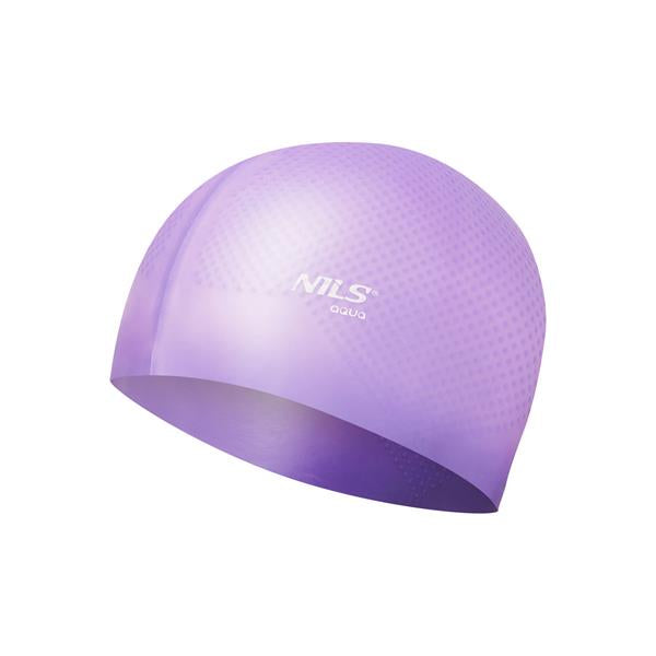 PELDCEPURE NQC SOLID COLOR VIOLET SILICONE SWIMMING CAP DOTS NILS AQUA