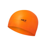 PELDCEPURE NQC SOLID COLOR ORANGE SILICONE SWIMMING CAP DOTS NILS AQUA