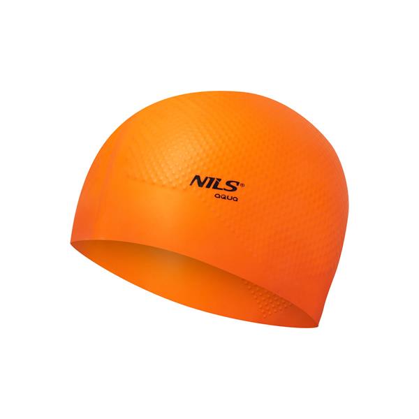 PELDCEPURE NQC SOLID COLOR ORANGE SILICONE SWIMMING CAP DOTS NILS AQUA