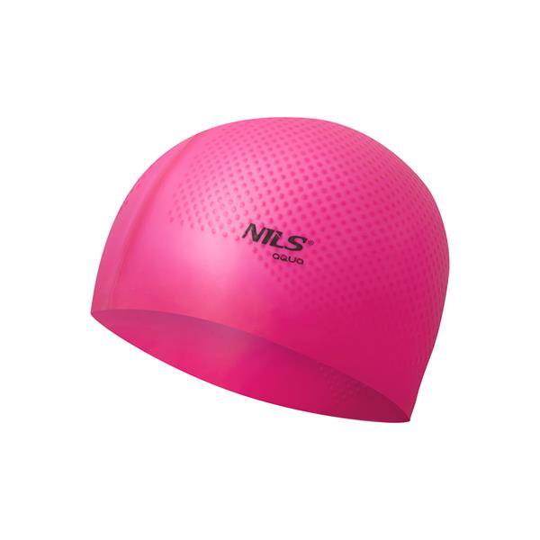 PELDCEPURE NQC SOLID COLOR DARK PINK SILICONE SWIMMING CAP DOTS NILS AQUA