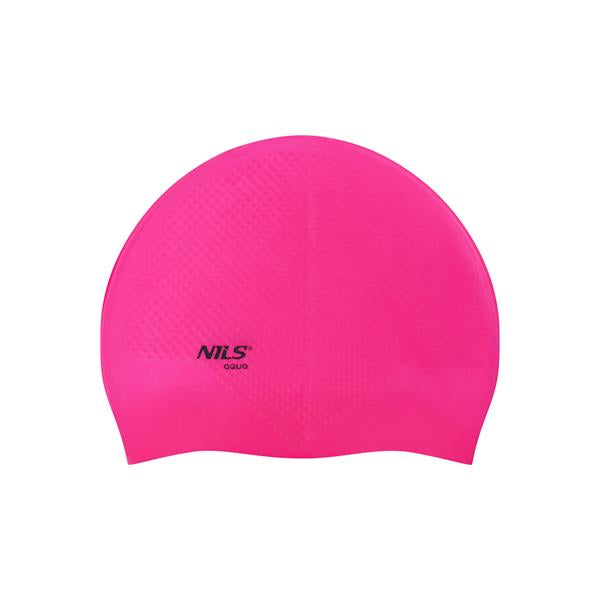 PELDCEPURE NQC SOLID COLOR DARK PINK SILICONE SWIMMING CAP DOTS NILS AQUA