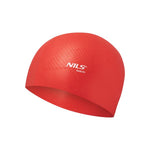 PELDCEPURE NQC SOLID COLOR RED SILICONE SWIMMING CAP DOTS NILS AQUA