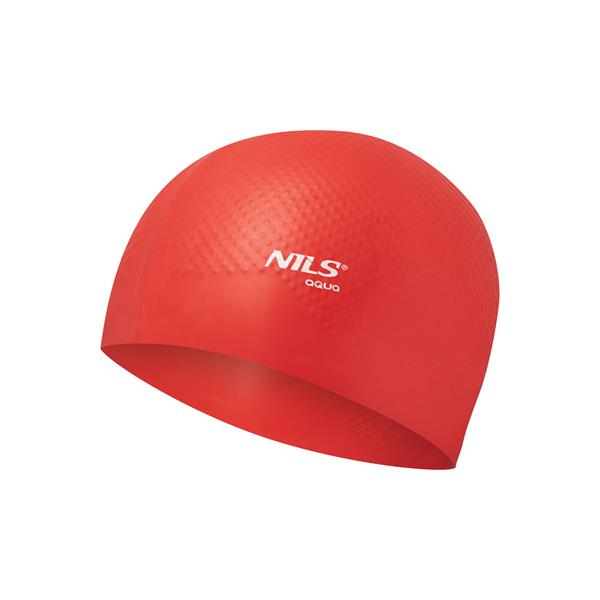 PELDCEPURE NQC SOLID COLOR RED SILICONE SWIMMING CAP DOTS NILS AQUA