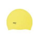 PELDCEPURE NQC SOLID COLOR YELLOW SILICONE SWIMMING CAP DOTS NILS AQUA