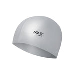 PELDCEPURE NQC SOLID COLOR GRAY SILICONE SWIMMING CAP DOTS NILS AQUA